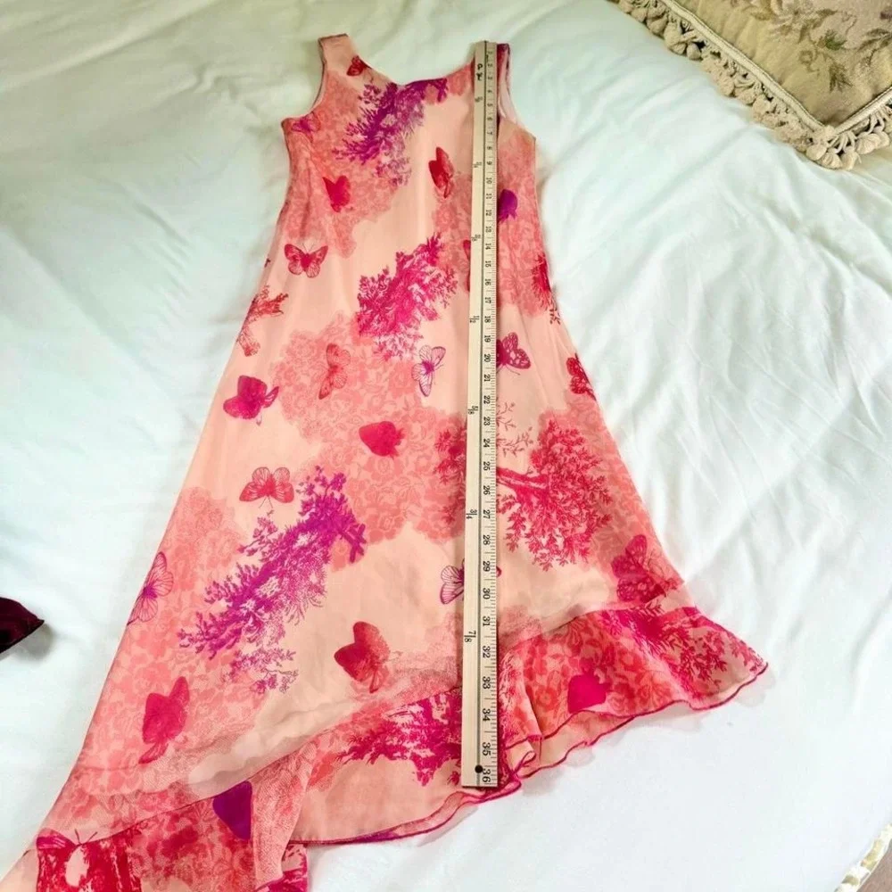 Y2K Hype Girls pink butterfly print high low dress‎ size 10